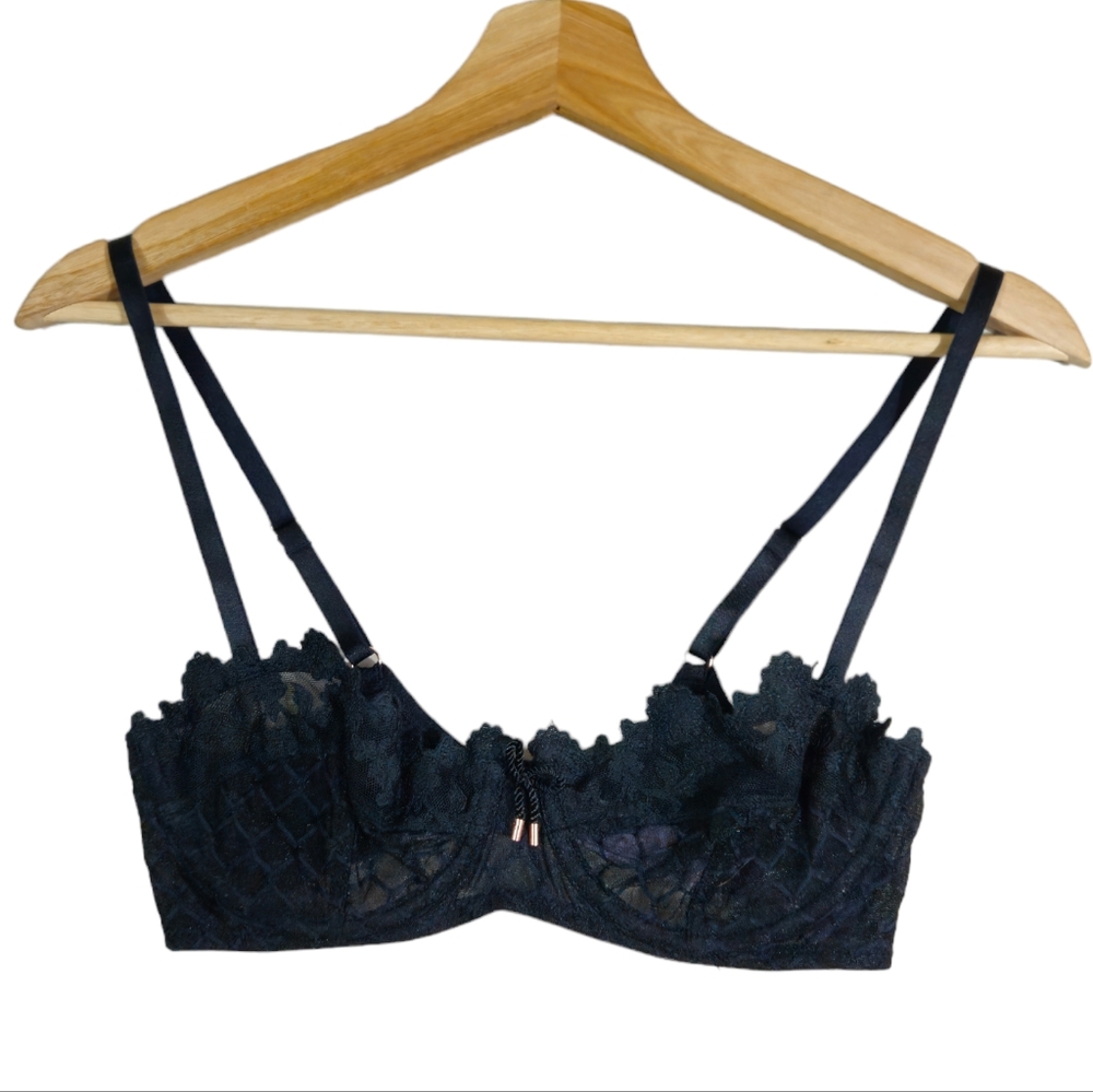 Savage X Fenty Black Laxe Demi Cup Sexy Bra 32C